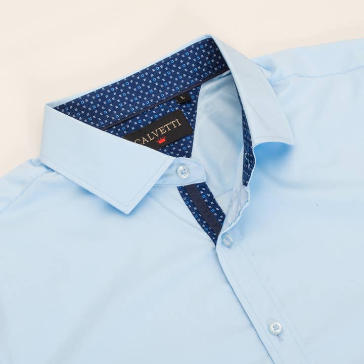 Rodeo Clothing – wholesale Buttoned-down shirt – Men's – Mens Dress Shirts Wrinkle Free Regular Long Sleeve Shirts - LIGHT BLUE