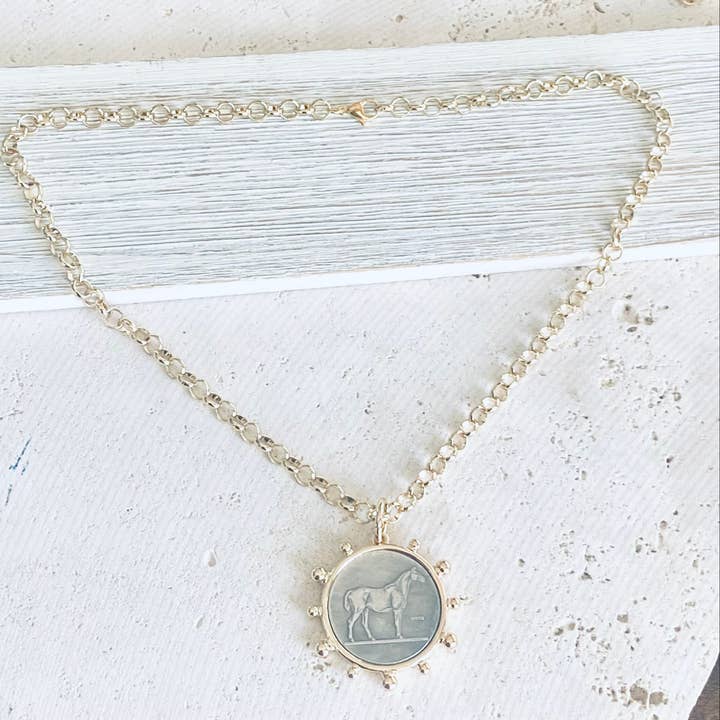 VB&CO Designs Handmade Jewelry - Wholesale Pendant/Charm Necklace - Horse coin necklace western equestrian jewelry derby3