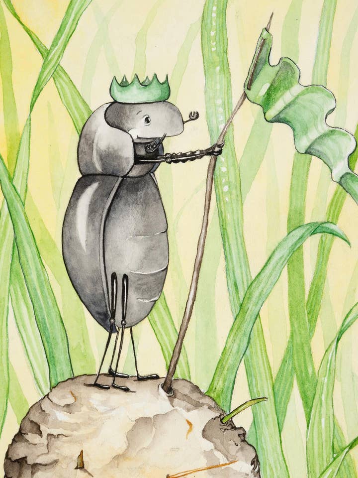 Tarjeta de nota de 5"x7" Escarabajo Pelotero Canthon para venta al por mayor de Katie Crawford Art