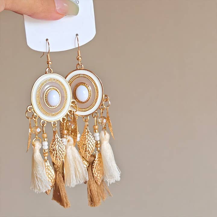 Brown Earwish - Dreamcatcher Dangle Earrings - Boho & Vintage for wholesale on Faire1
