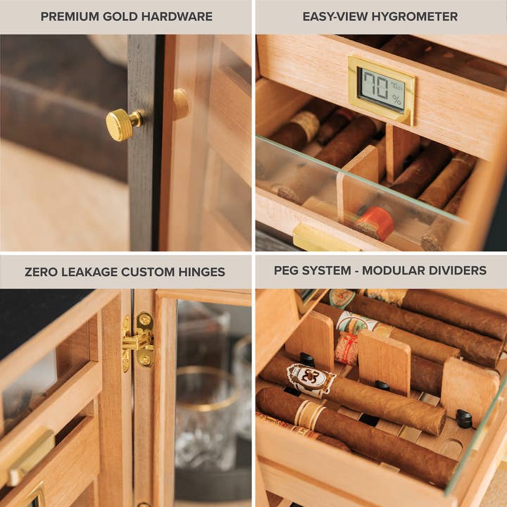 Case Elegance - Wholesale Humidor/Cigar Accessory - Luca Humidor Cabinet - Black Ash