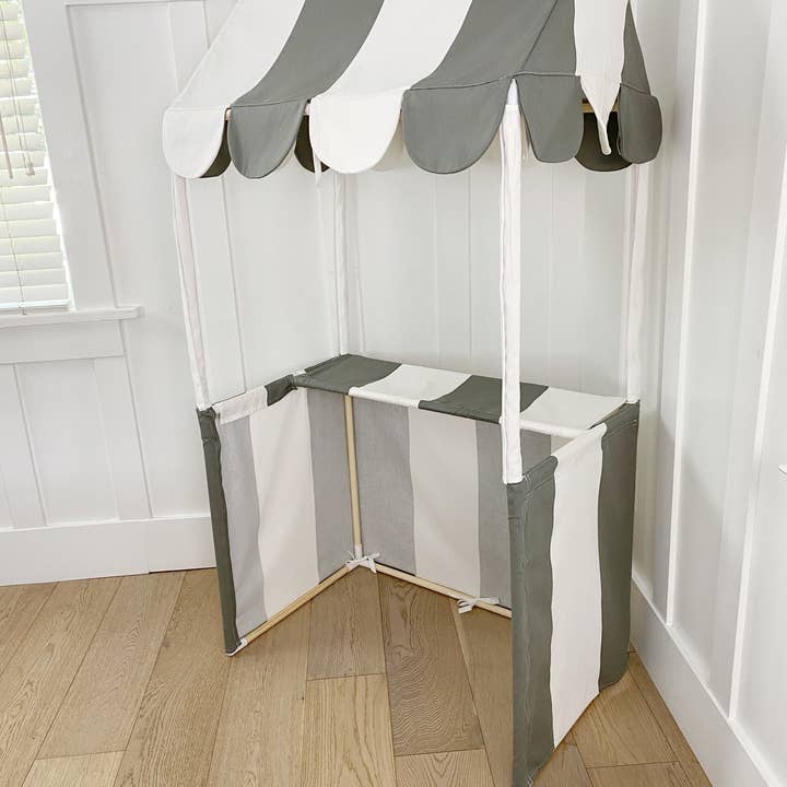 Domestic Objects - Wholesale Tent – Child - The Market Stand Play Tent in Gray & White Cotton Canvas8