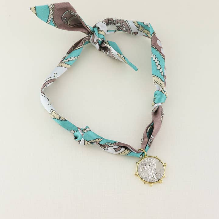 Floral Scarf Necklace - Coin Scarf necklace | Bandana Charms for wholesale by Designs by KaraMarie