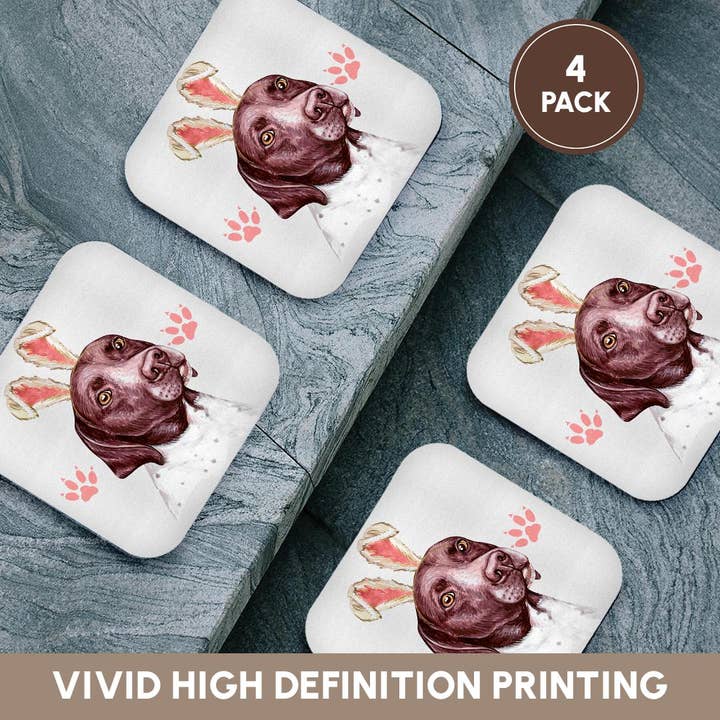 3dRose - Wholesale Coasters - 3dRose, German Shorthaired Pointer Dog in Pink Bunny Ears for Easter, Coaster12