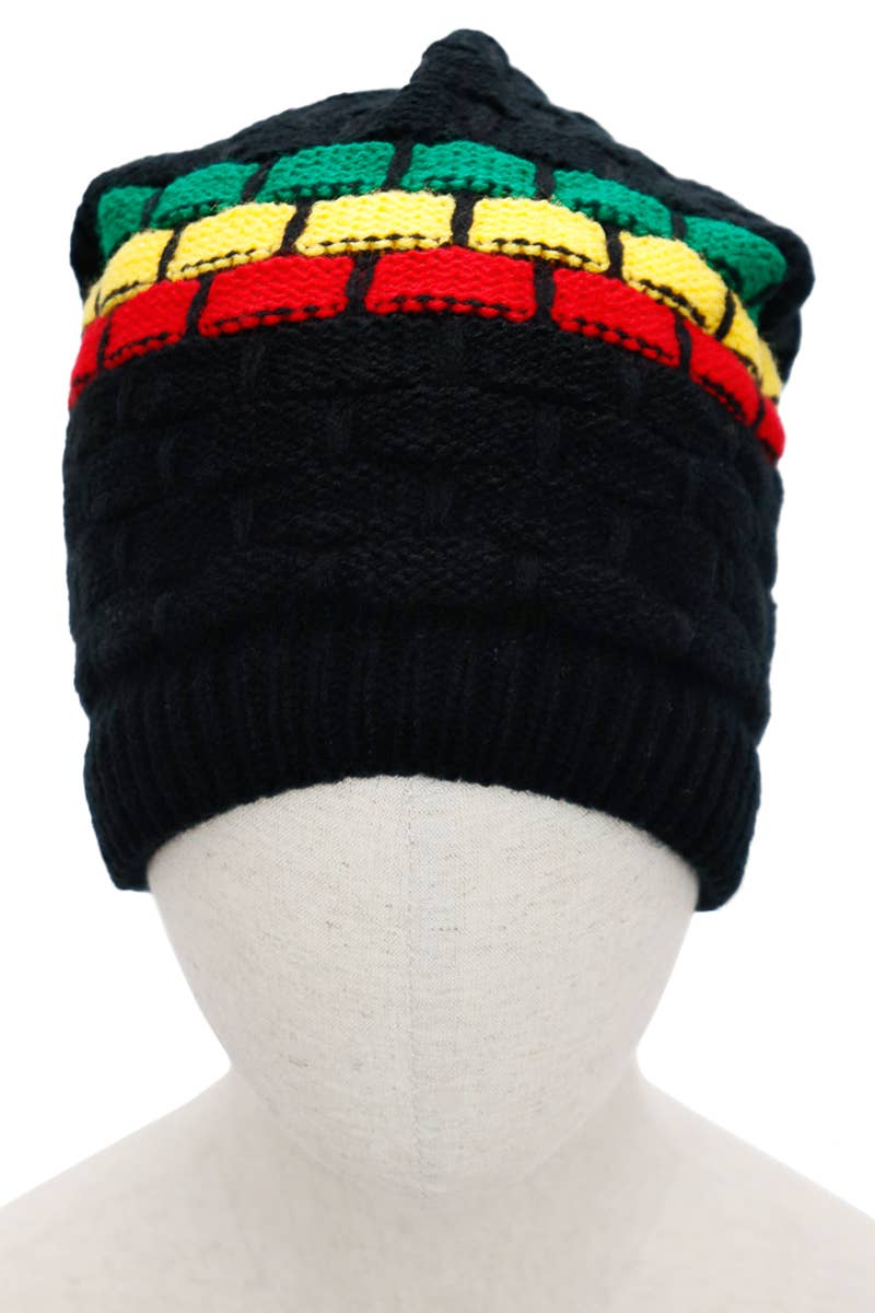 Cap Zone - Wholesale Beanie - Women's - Tri-Stripe Crochet Reggae Dreadlock Rasta Tam6
