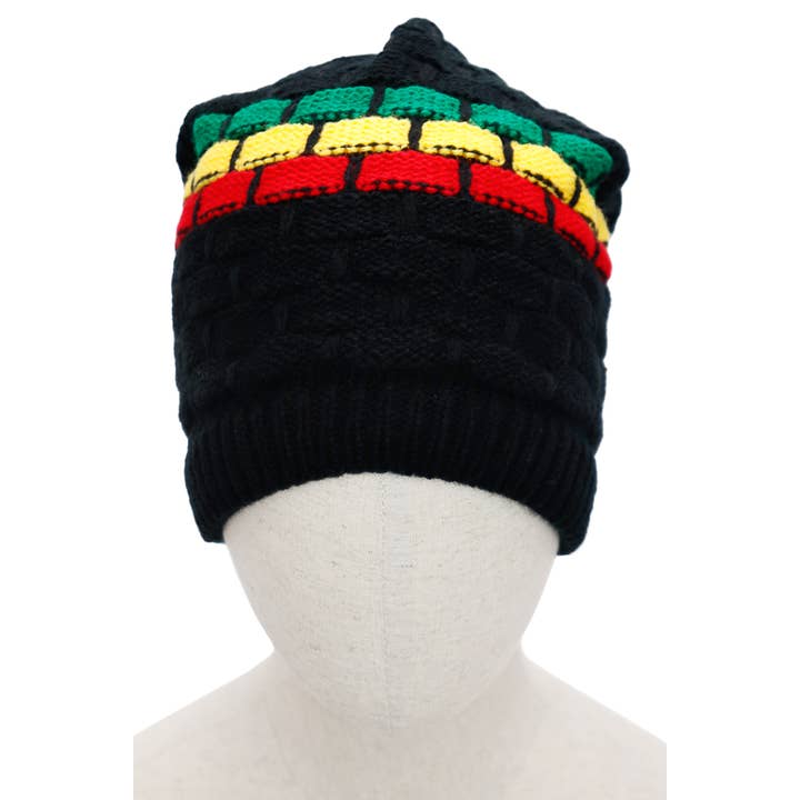 Cap Zone - Wholesale Beanie - Women's - Tri-Stripe Crochet Reggae Dreadlock Rasta Tam6