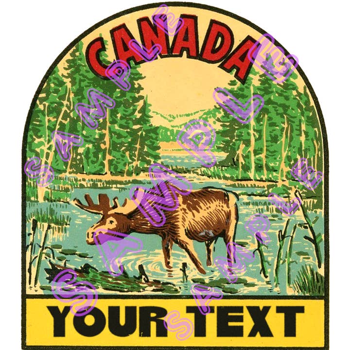 Autocollant vinyle personnalisé de style rétro/vintage Moose 305 pour la vente par Hilda74 Retro Designs