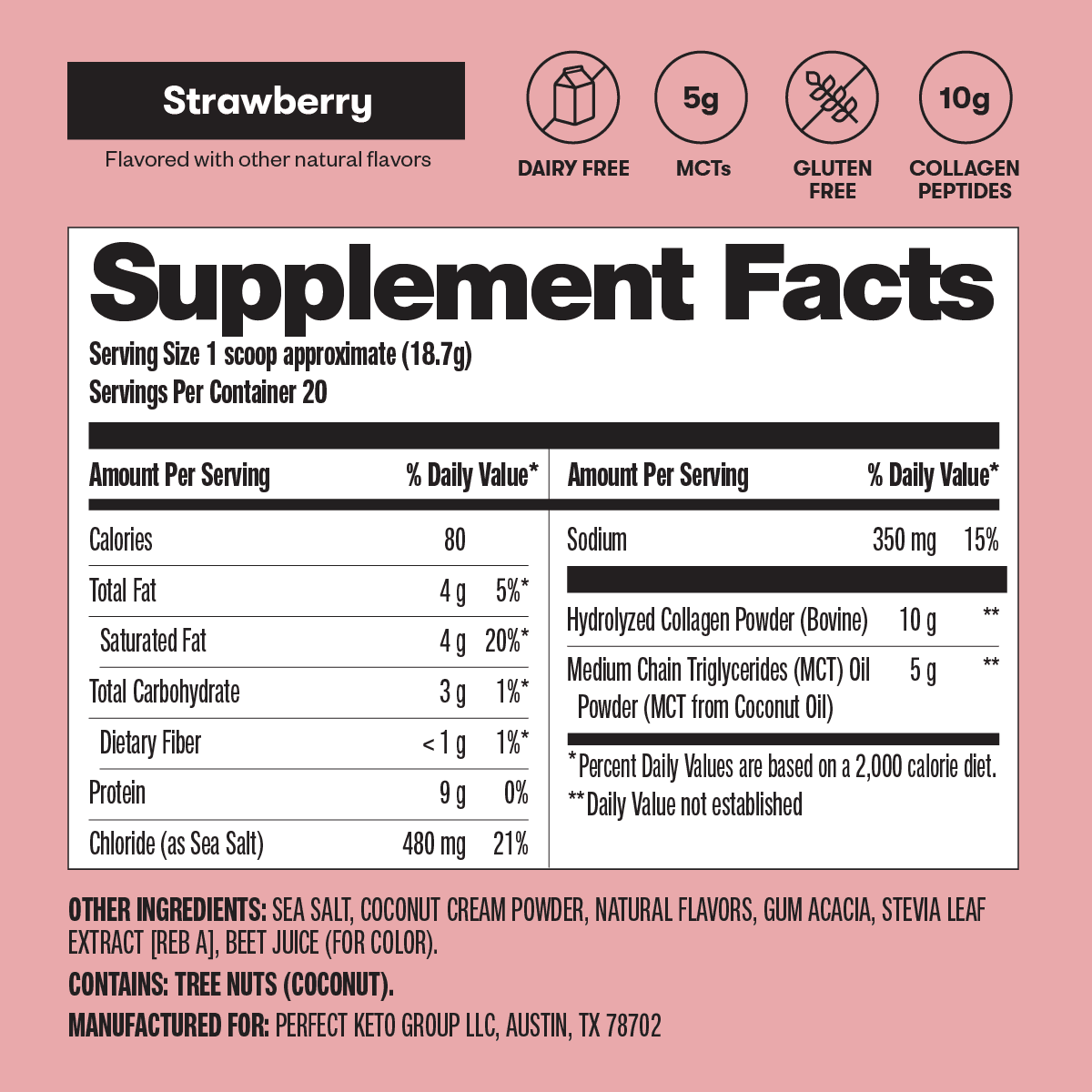 Perfect Keto - Wholesale Protein/Superfood Powder - Grass-Fed Collagen + MCT Oil, Dairy Free, Coffee Creamer19