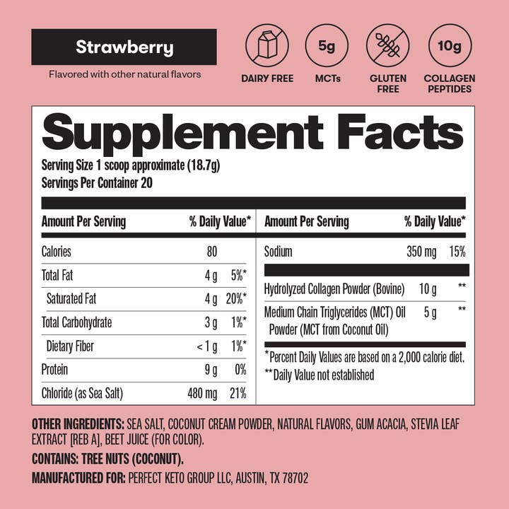 Perfect Keto - Wholesale Protein/Superfood Powder - Grass-Fed Collagen + MCT Oil, Dairy Free, Coffee Creamer19