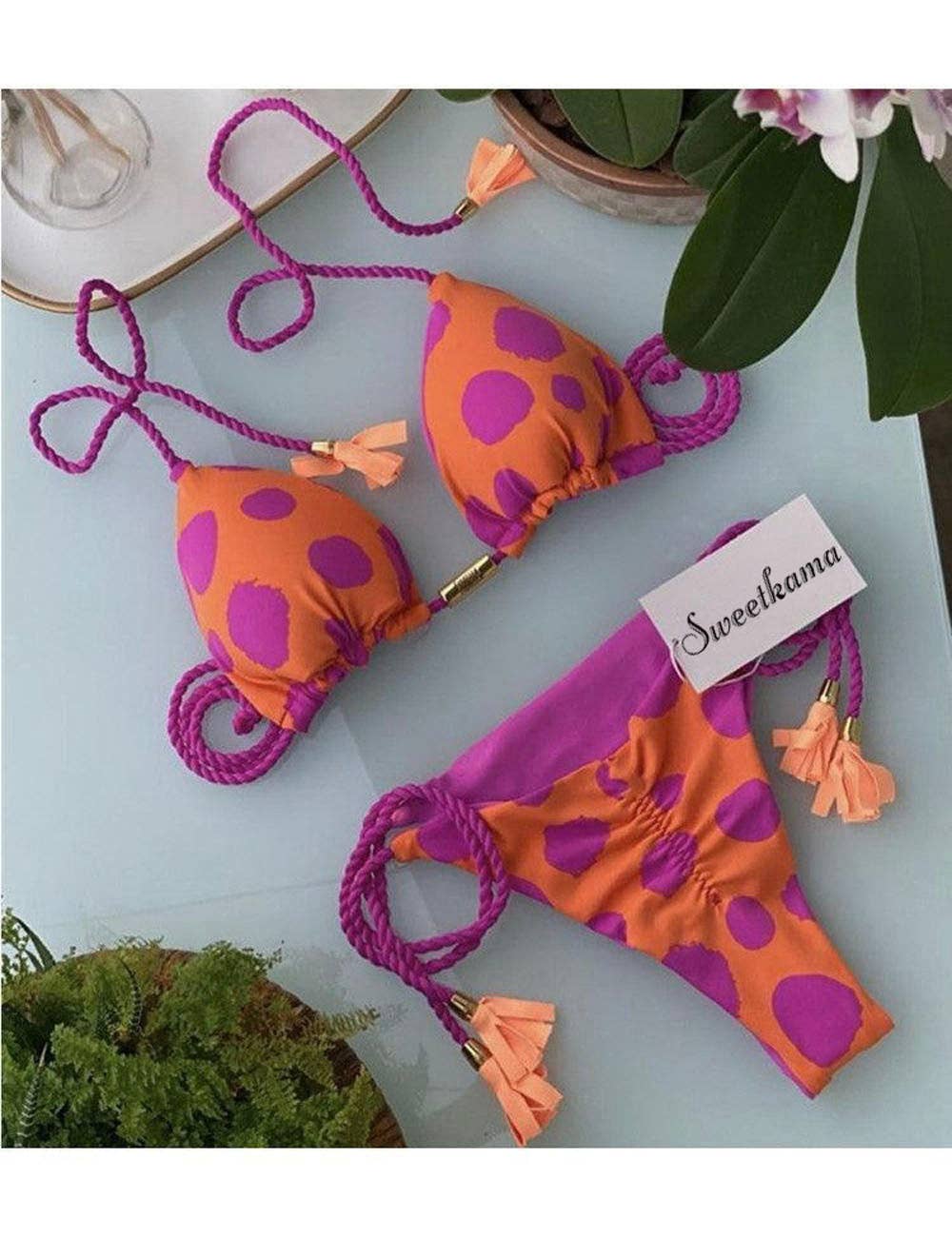 Sweetkama - Wholesale Two Piece Swimsuit - Women's - Ladies String Tie Halter Strap Sexy Bikini Set GY023