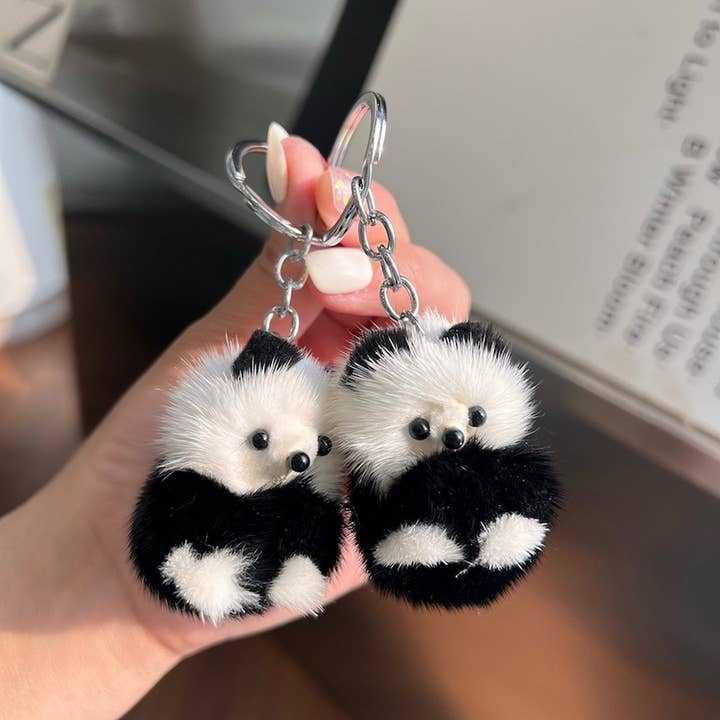 Black SMALL CUTE PANDA DOLL CAR KEYCHAIN PENDANT_CWMM2494 for wholesale on Faire