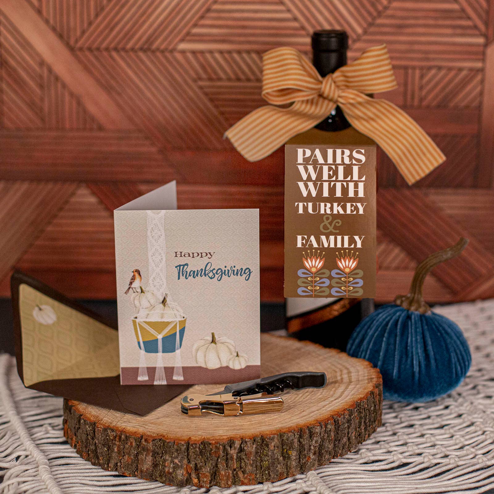 Mod Lounge Paper Company - Wholesale Thanksgiving Card - Boho Macrame Thanksgiving Fall Host Hostess Greeting Card3