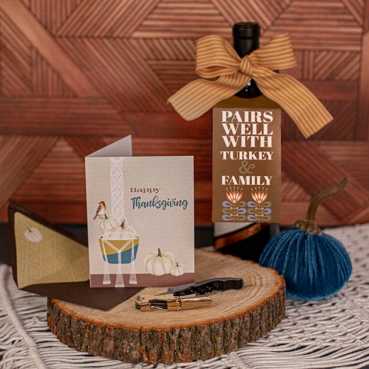 Mod Lounge Paper Company - Wholesale Thanksgiving Card - Boho Macrame Thanksgiving Fall Host Hostess Greeting Card3