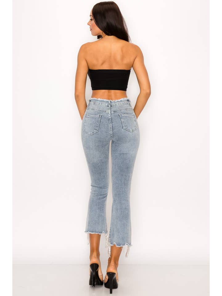 Blue B - Wholesale Jeans - Women's - 1365P - RHINESTONE FRINGE DENIM PANTS8