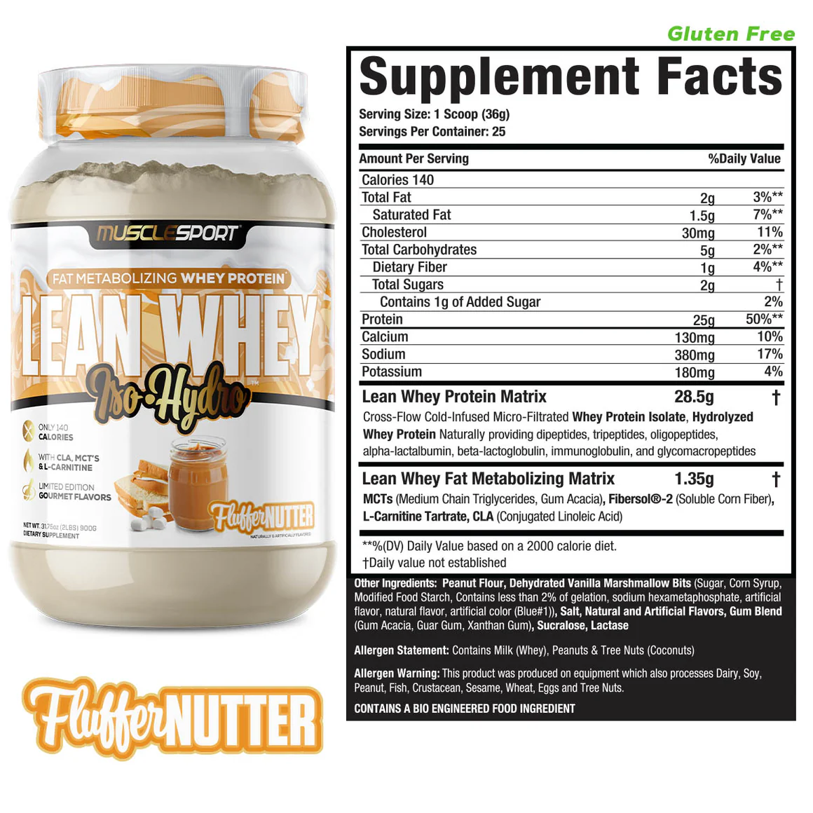 MuscleSport - Wholesale Protein/superfood powder - Lean Whey® Iso Hydro Gourmet Protein 2lb - Limited Edition23