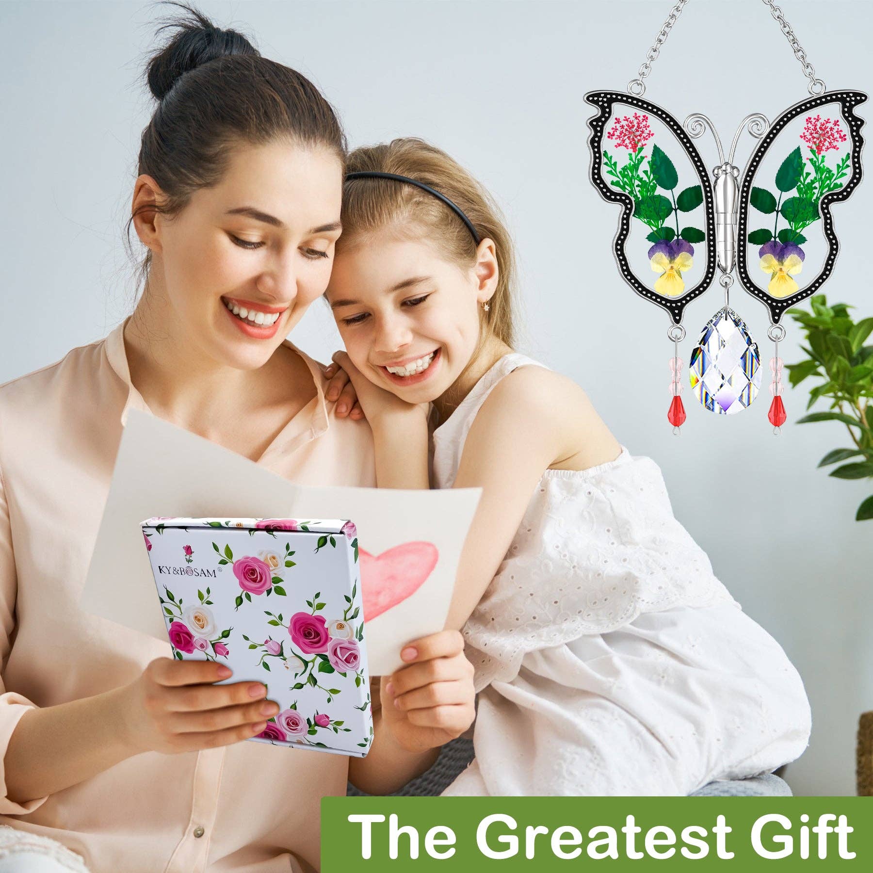 Longshinnning – wholesale Solfångare – Fjäril Solfångare för Semester – Äkta Blommor och Kristallfönsterprydnad8