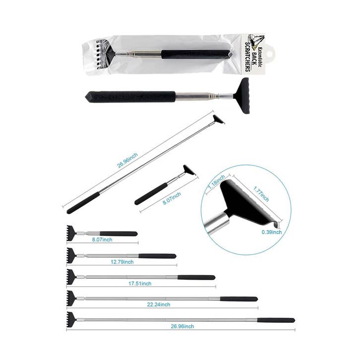 Cap Zone – Engroshandel Massageapparat til kroppen – Udtrækkelig og bærbar metalskraber til ryggen - 23 tommer1