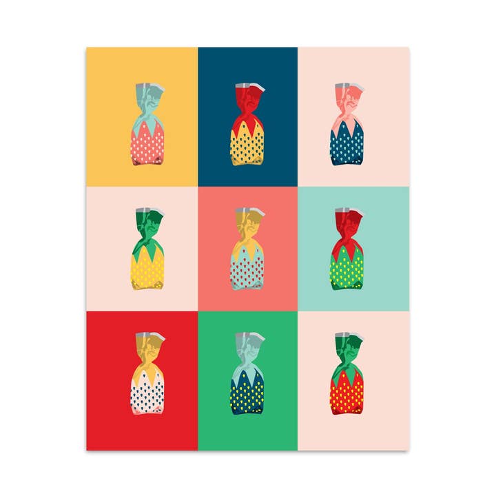 Strawberry candy Warhol art print for wholesale by I'll Know It When I See It