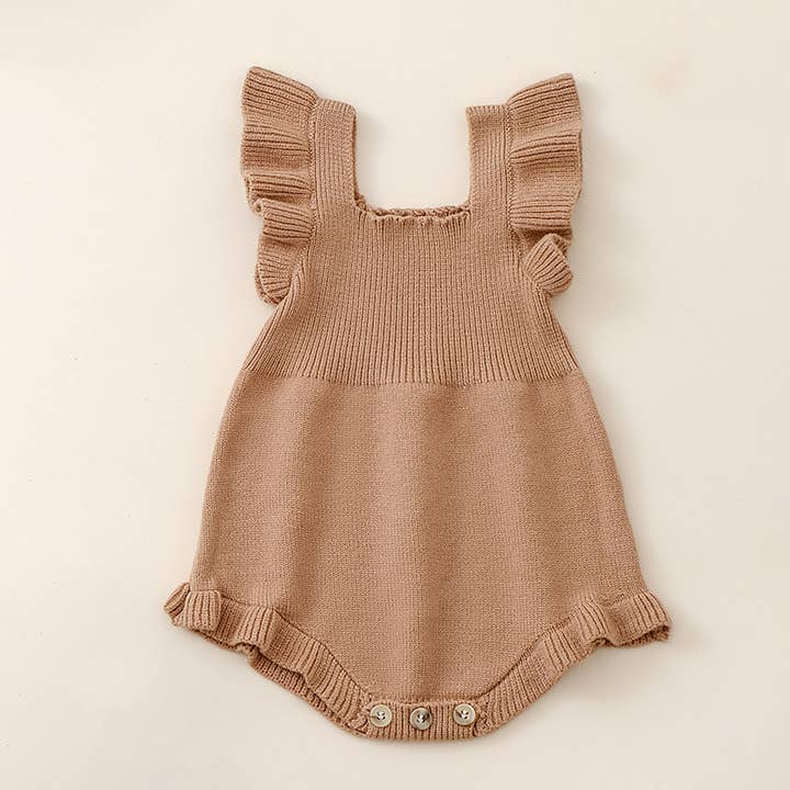 Little Trendy - Wholesale Jumpsuit - Baby - Baby girl's knitted jumpsuit flying sleeves triangle romper3