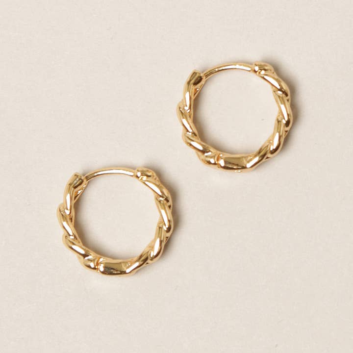 Fashion City - Wholesale Hoop Earrings - 14K Gold Dipped Link Hoop Earrings