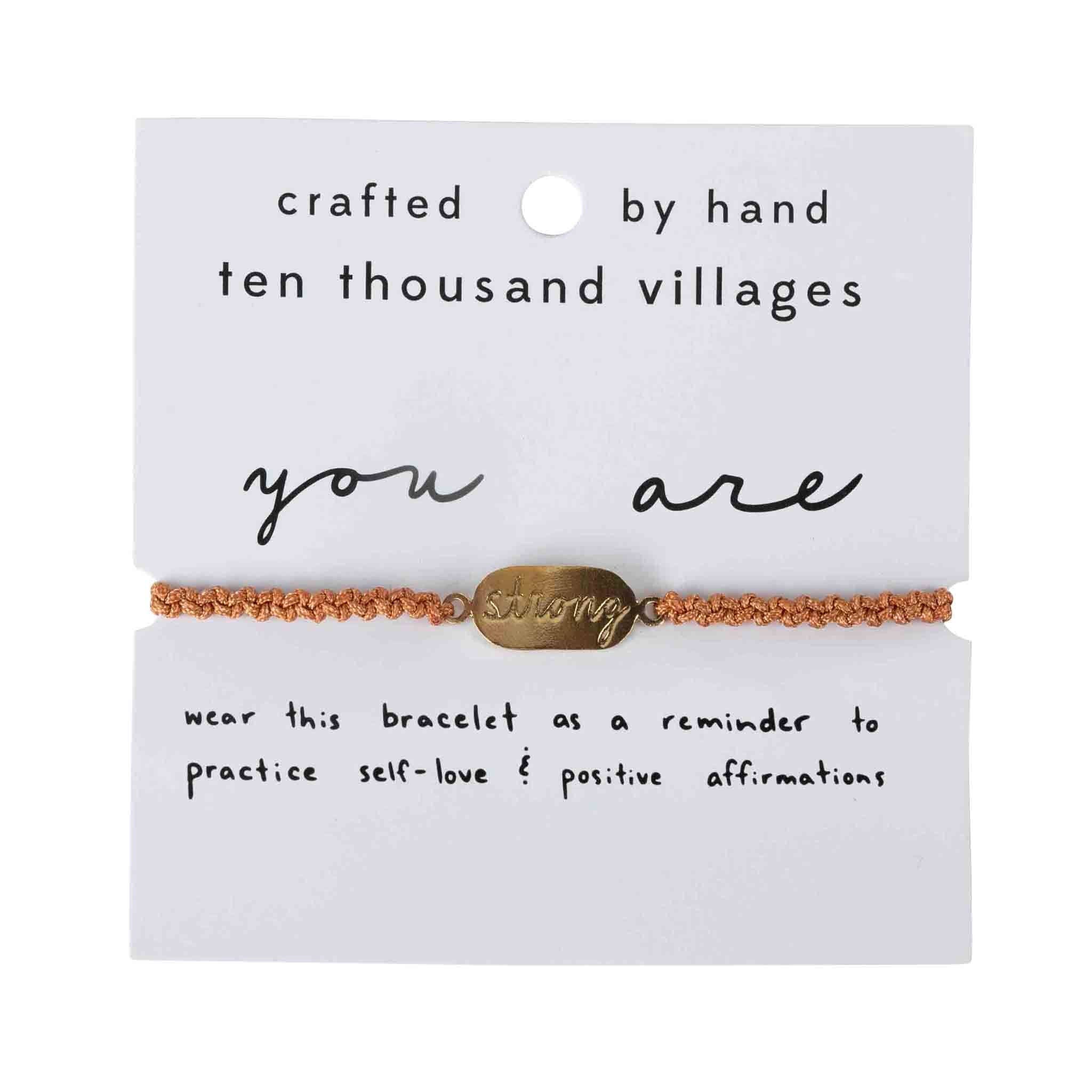 Ten Thousand Villages - Wholesale Charm/Dangle Bracelet - Affirmation Bracelet - You Are Strong
