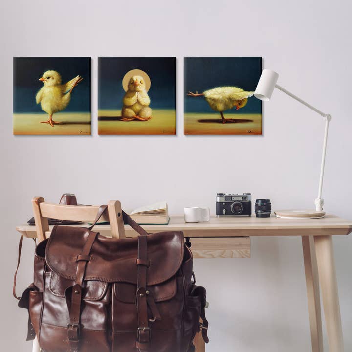 Stupell Industries - Wholesale Wall art set - Yoga Chick Trio Stretching Poses 3pc Canvas Set1