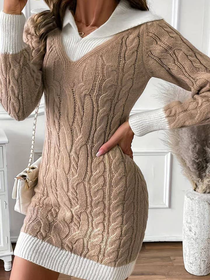 Cozy Cable Knit Casual Dress for wholesale by Mccolin