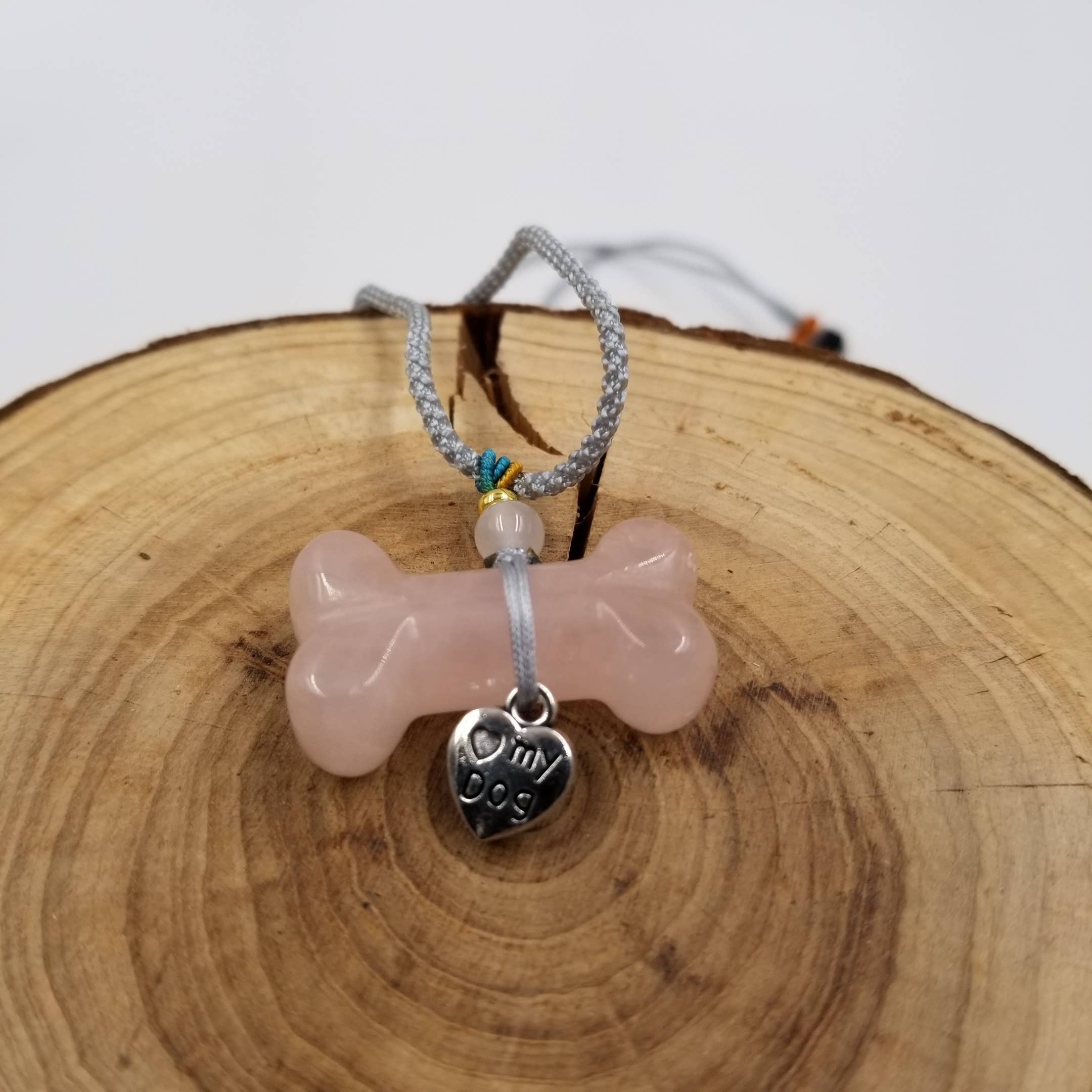 CHAKRA JEWELRY - Wholesale Pendant/Charm Necklace - "Love My Dog" Pet Natural Stone Bone Pendant Necklace0