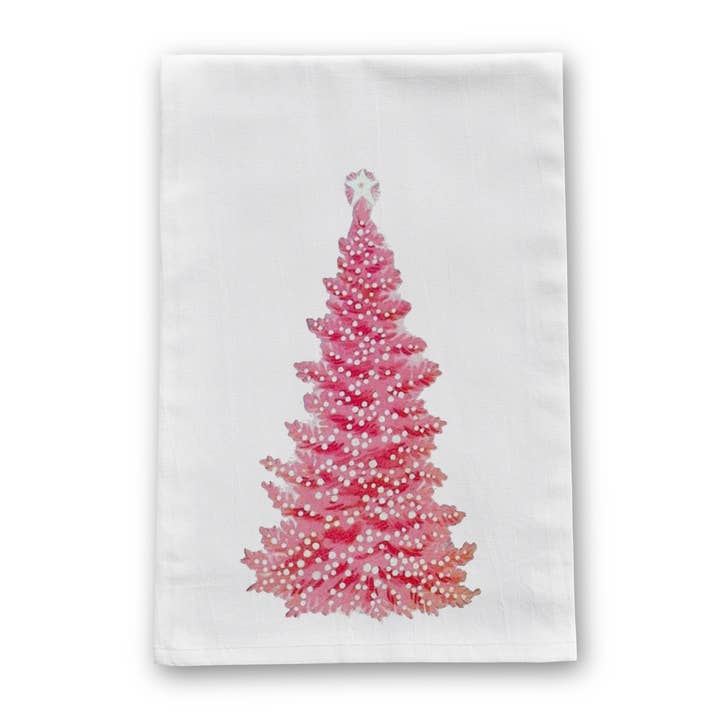 Pano de Prato com Árvore de Natal Rosa por atacado de Barrel Down South