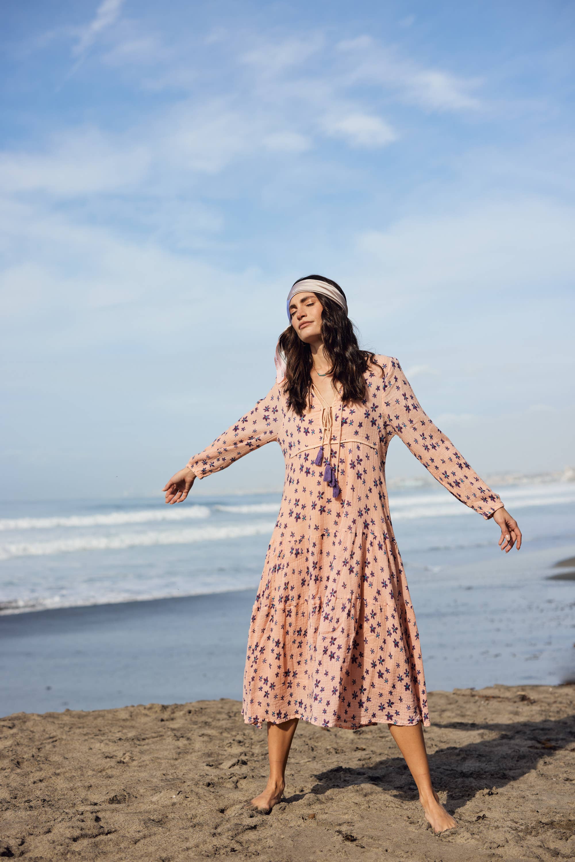 Blue Boheme – Engroshandel Kjole - Dame – Marisa midi-kjole med print i koralfarve3