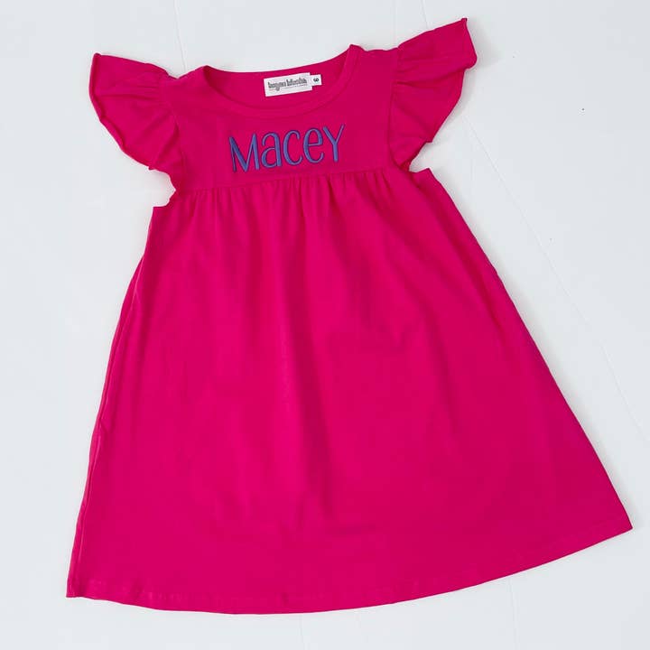 Vestido com Mangas Flutter—Rosa-Choque por atacado de Bayou Blanks