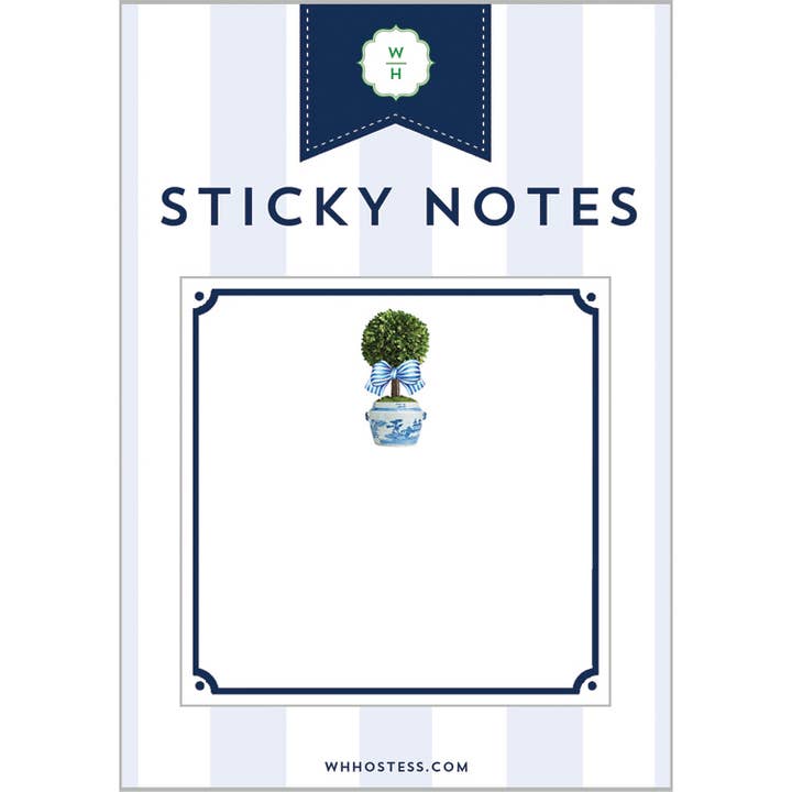 WH Hostess Social Stationery - Wholesale Sticky Notes - In Stock Stripe Topiary Tree Single Sticky Notes
