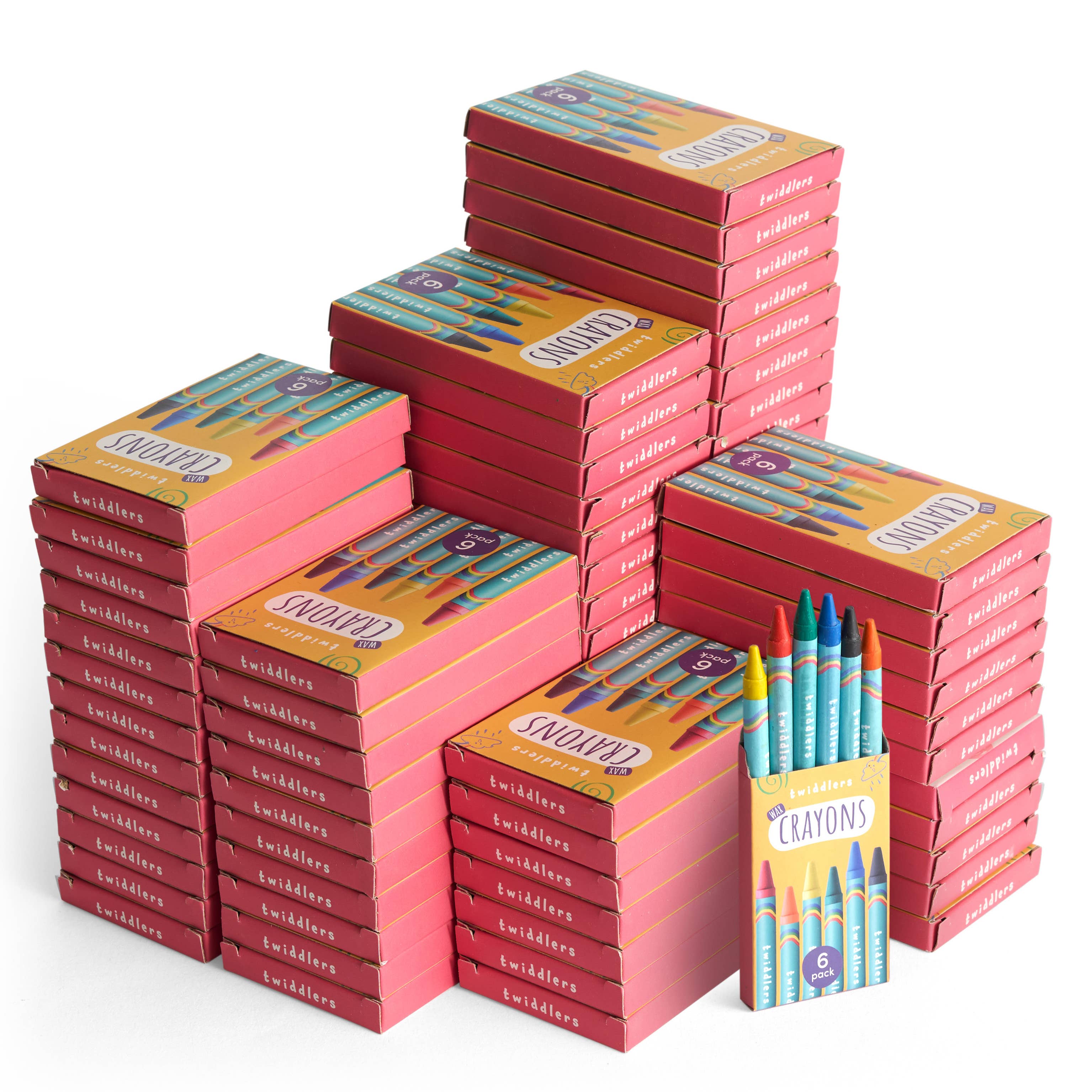 The Twiddlers - Vente Crayon – enfant et bébé - 50 boîtes de crayons de cire pour enfants, 6 crayons par boîte, X 300 6
