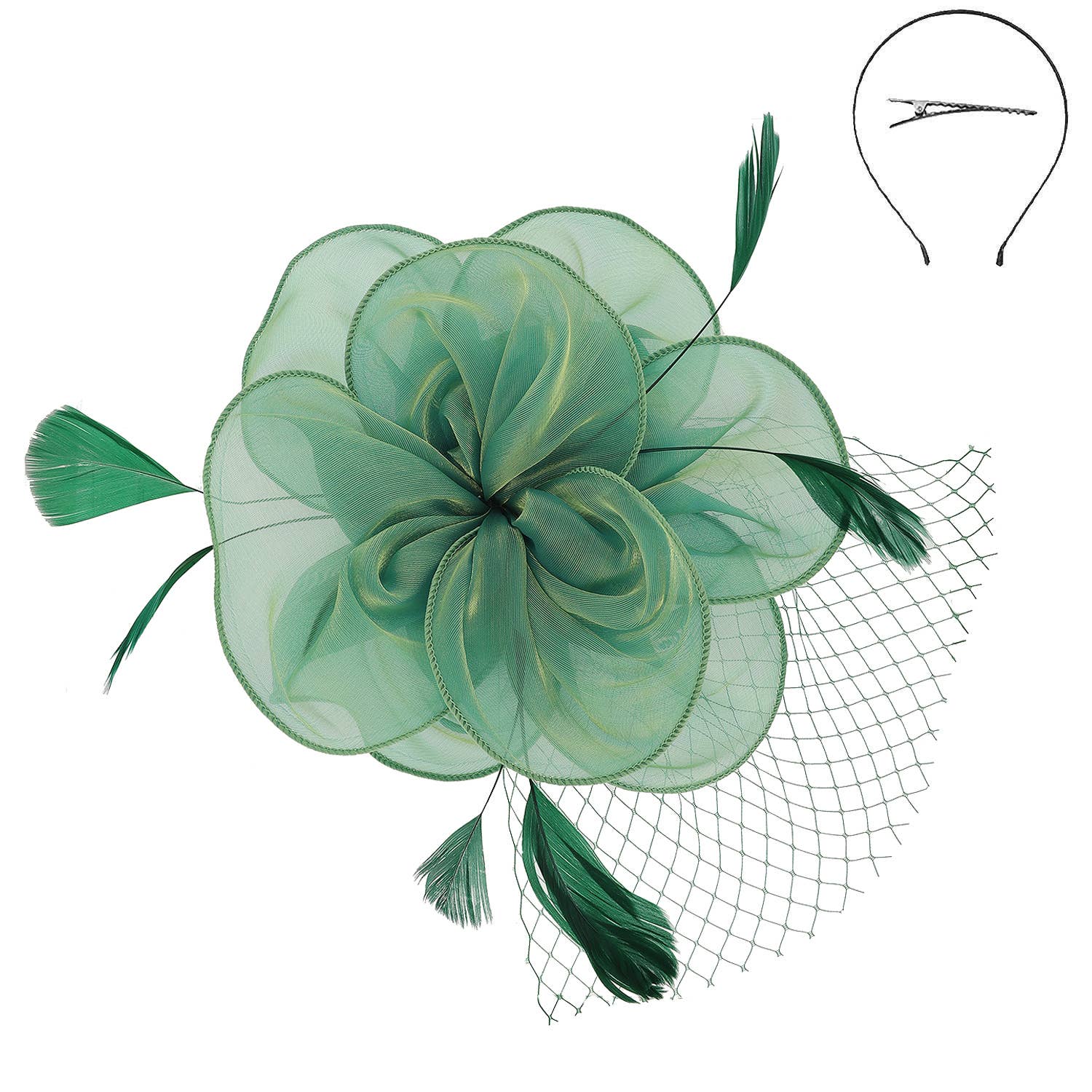 SP Sophia Collection - Wholesale Fascinator Hat - Women's - Baby Feathers & Flower w/ Netted Mesh Fascinator w/ Headband5