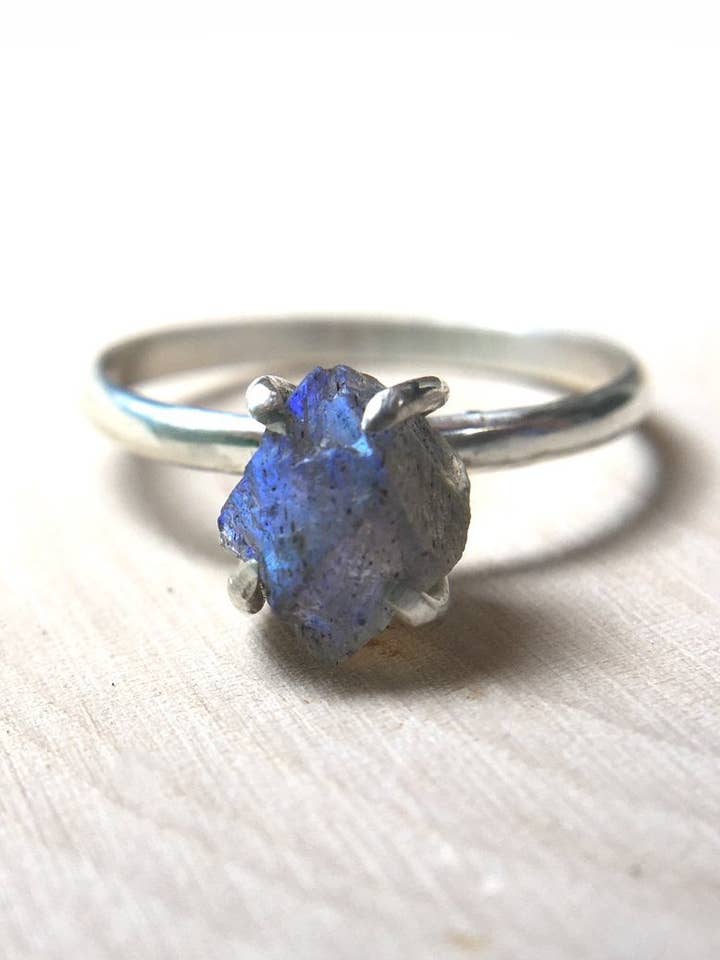 "The Dragon" Raw Labradorite Ring for wholesale by Silver Lily Studio