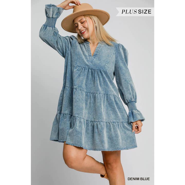 PLUS Stenvasket Fløjl Lagdelt Kjole for engroshandel hos STYLE USA