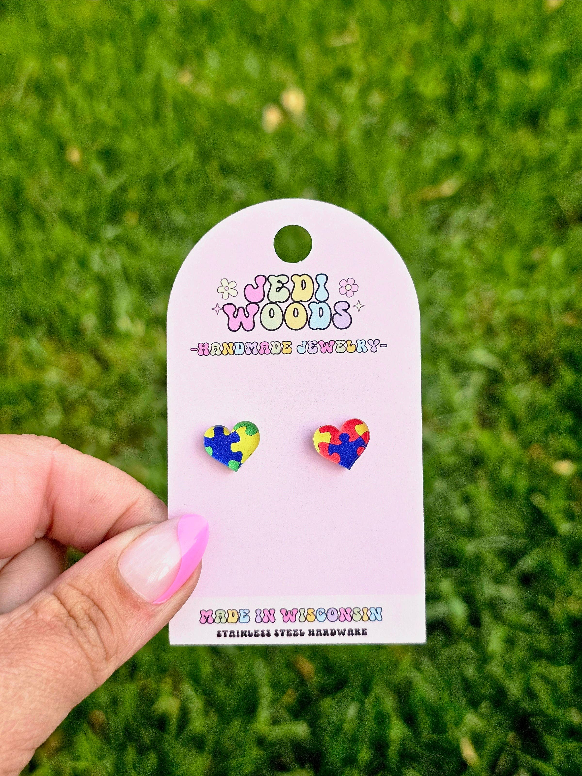 Jedi Woods LLC - Wholesale Stud/post earrings - Autism Awareness - Puzzle Piece Stud Earrings3