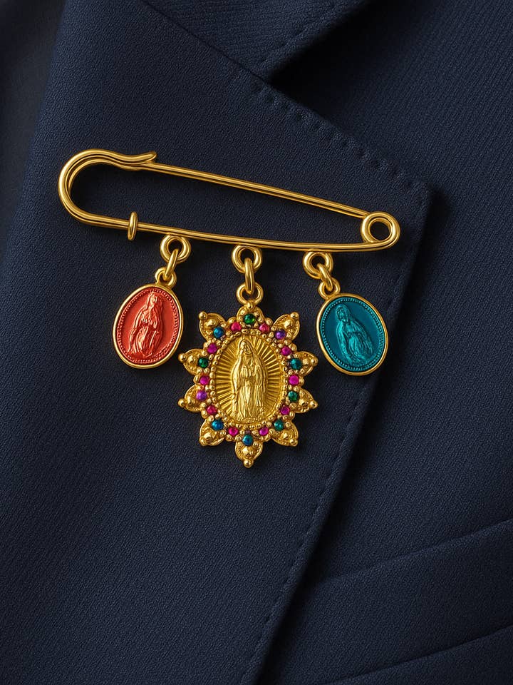 Broche Multicolor de Nuestra Señora de Guadalupe – Acero Inoxidable for wholesale by PHOEBE´S