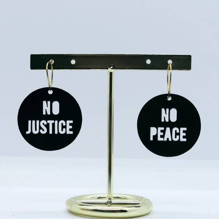 No justice no peace earrings for wholesale by DO YOU EAR ME
