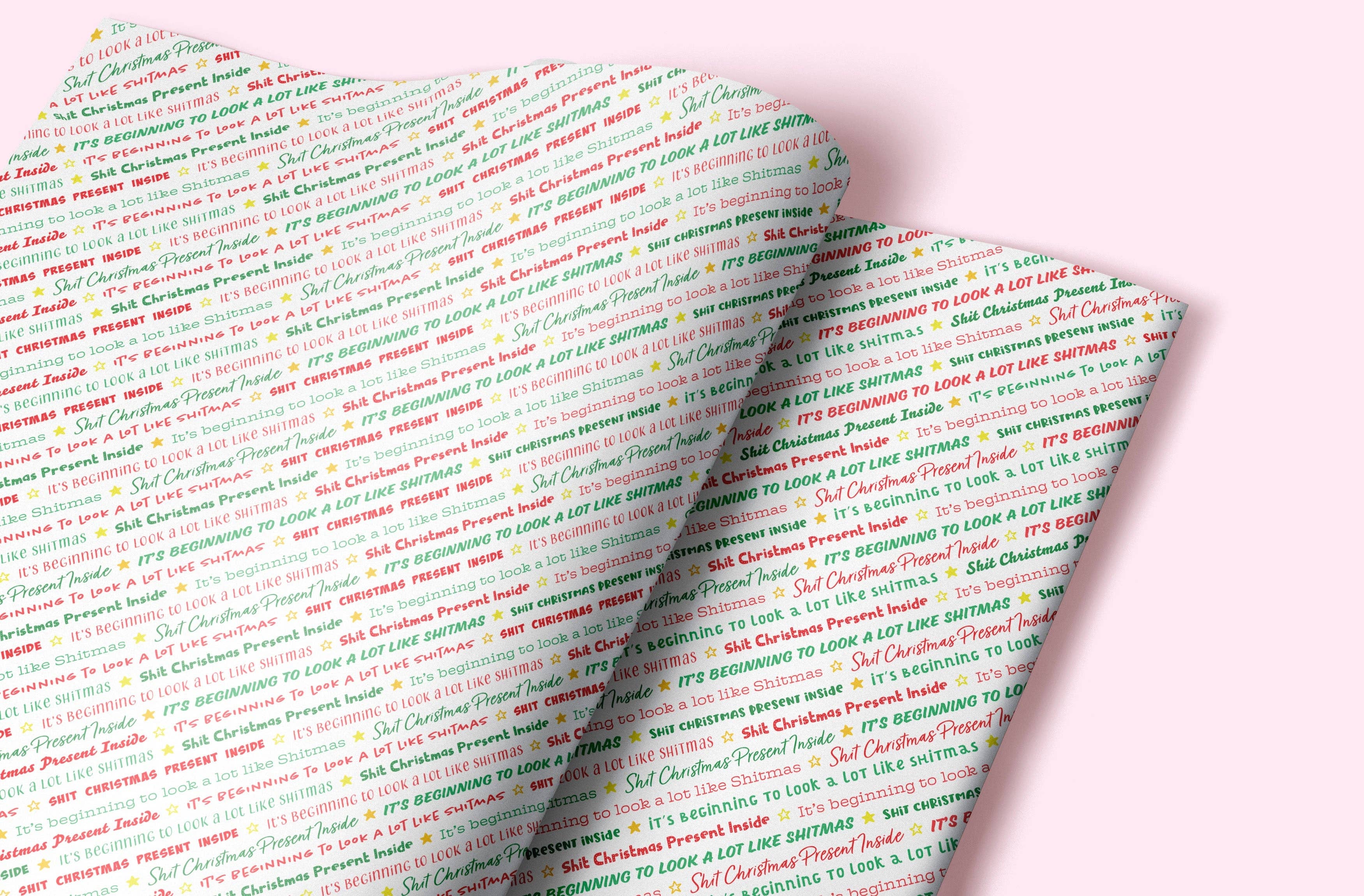 Sweary Card Lady - Wholesale Flat Wrap - Funny Shit Christmas Present Inside Gift Wrap, Rude Xmas Wrap UK2