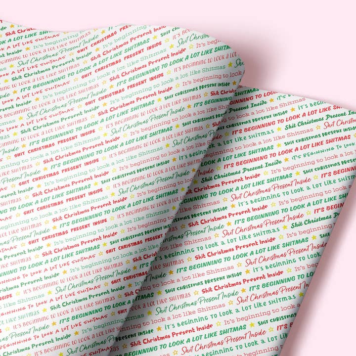 Sweary Card Lady - Wholesale Flat Wrap - Funny Shit Christmas Present Inside Gift Wrap, Rude Xmas Wrap UK2