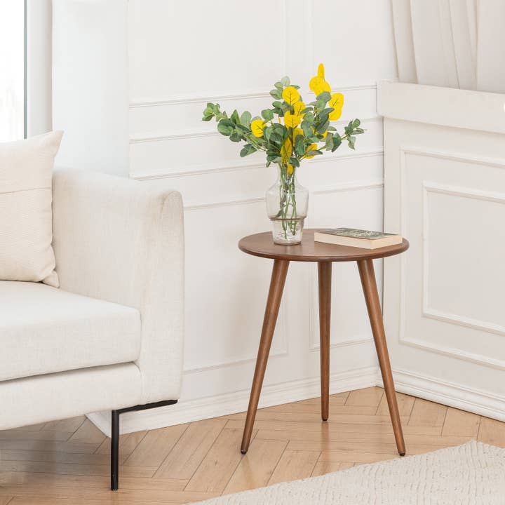 Judy Solid Mango Wood Round Side Table End Table for wholesale by MH London