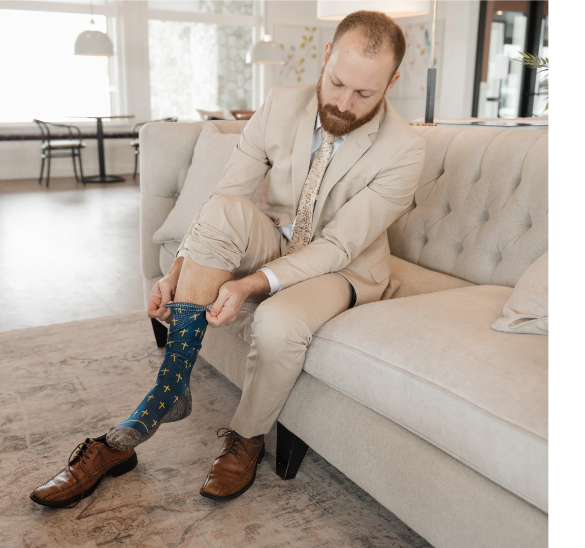 BibleSocks - Wholesale Socks - Men's - *NEW* The Blue and Gold Crosses - Christian Crew Socks3