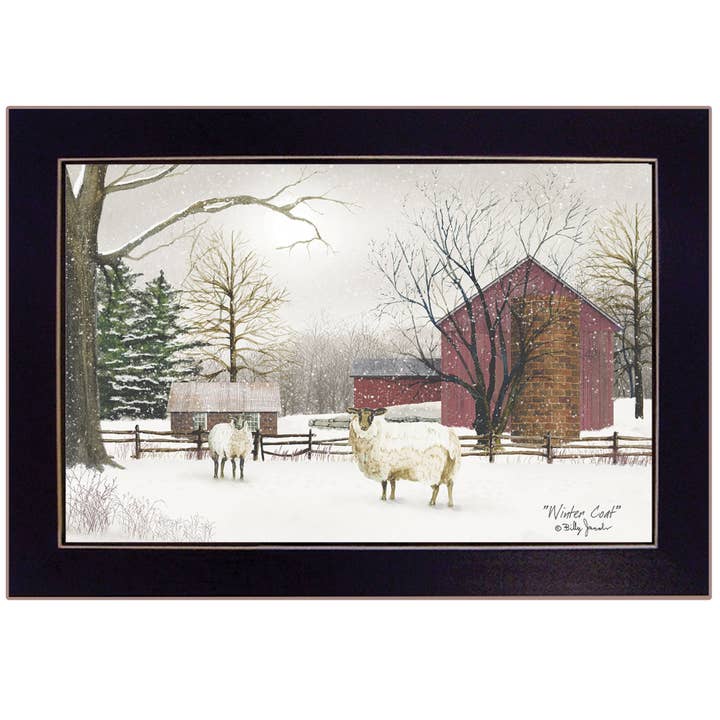 "Winter Coat (sheep)" by Billy Jacobs, Ready to Hang Framed for wholesale by Trendy Decor 4U