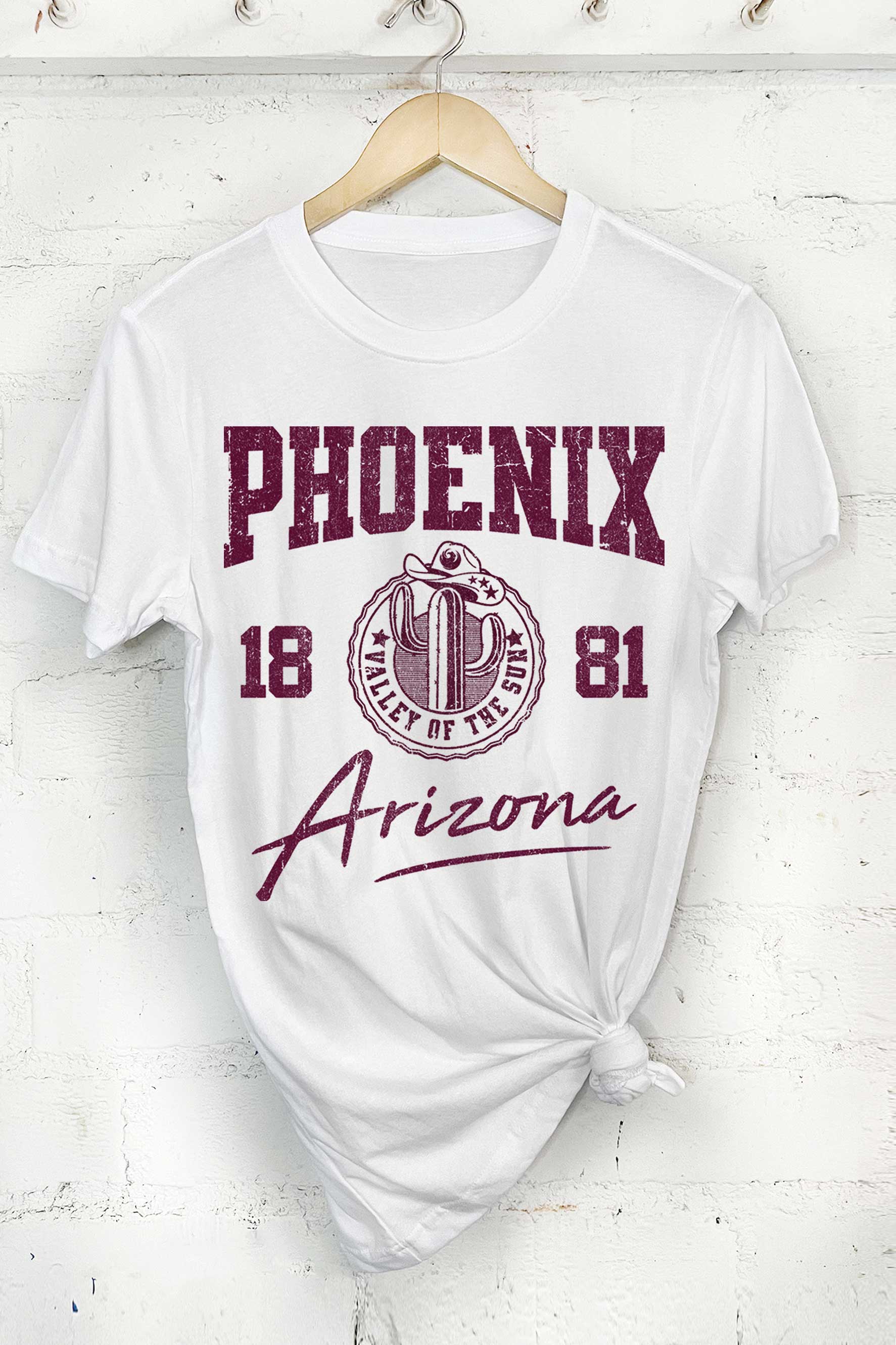 Rustee Clothing - Wholesale Screen Printed T-Shirt - Women's - PHOENIX ARIZONA VALLEY OF THE SUN 1881 GRAPHIC TSHIRTS0