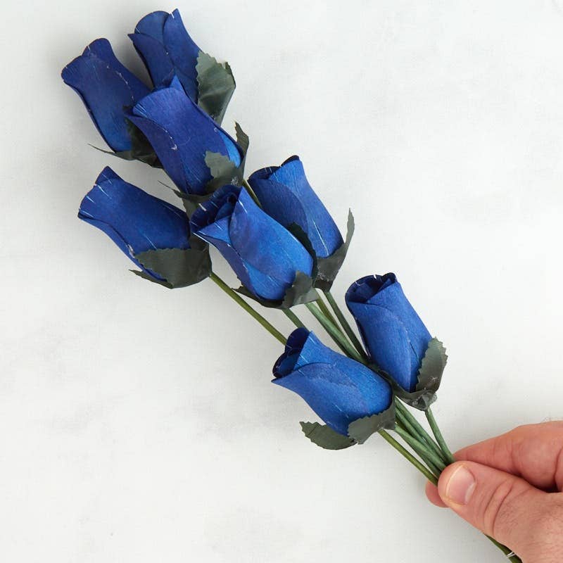 Factory Direct Craft - Wholesale Artificial Flowers - Bouquet of Wood Rose Bud Stems (8 Stems ) - Select Color14