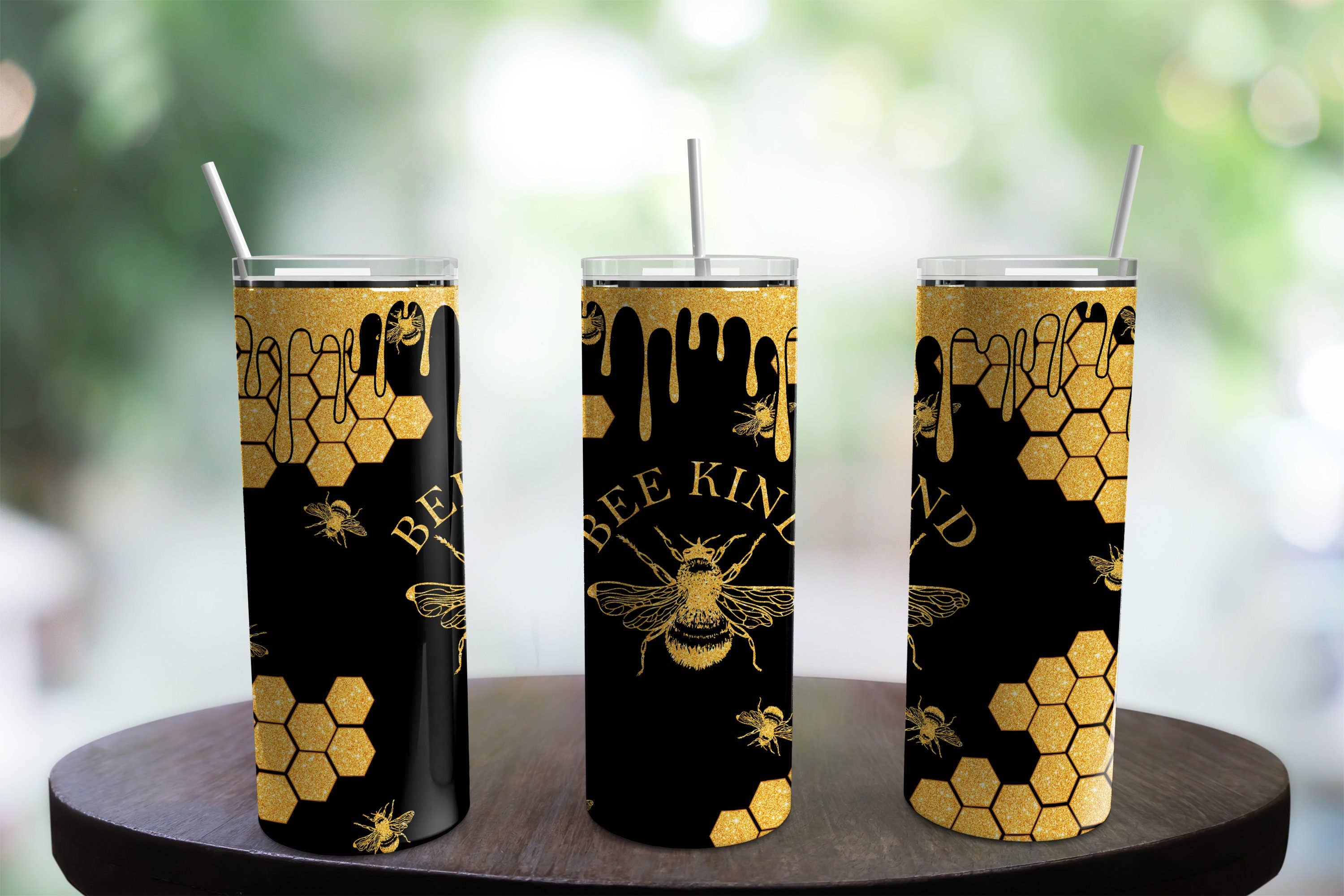 Handmadeohio - Wholesale Insulated mug/tumbler - Bee Kind Black 20oz Tumbler0