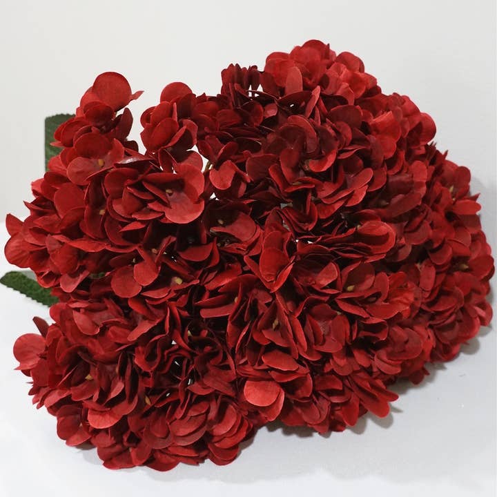 Sweet Home Deco – wholesale Artificial flowers – 18" Super Soft Silk Hydrangea Artificial Flower BushBurgundy1