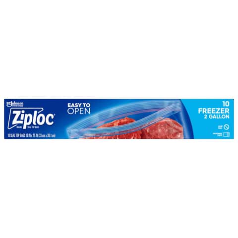 Ziploc 2 Gallon Freezer Bags, Easy To Open, 10 Count 13"x15" for wholesale by First Choice Buying