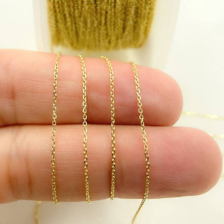 022R01T5byFt. 14K Solid Gold Flat Cable Link Chain for wholesale by Tresor Jewelry Inc.